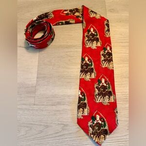 🎄Vintage Robert Talbott Silk Christmas Tie Santa & Horse Carriage Made in USA